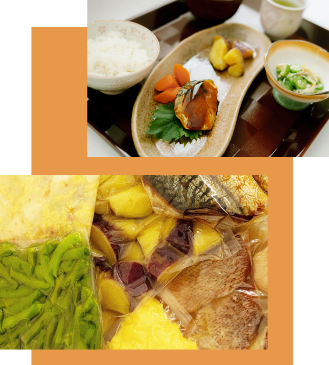 料理とパックの画像